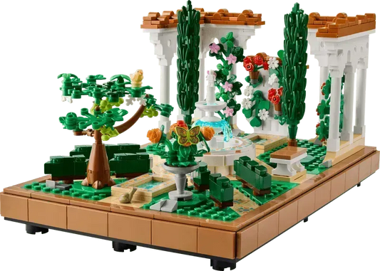 2TTOYS Lego Botanical Garden Set featuring colorful flowers, trees, and elegant structures
