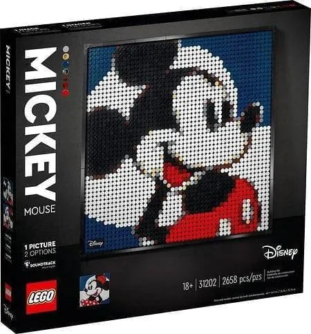 LEGO Art 31202 Mickey Mouse set featuring colorful mosaic of mickey mickey mickey mouse for creative building