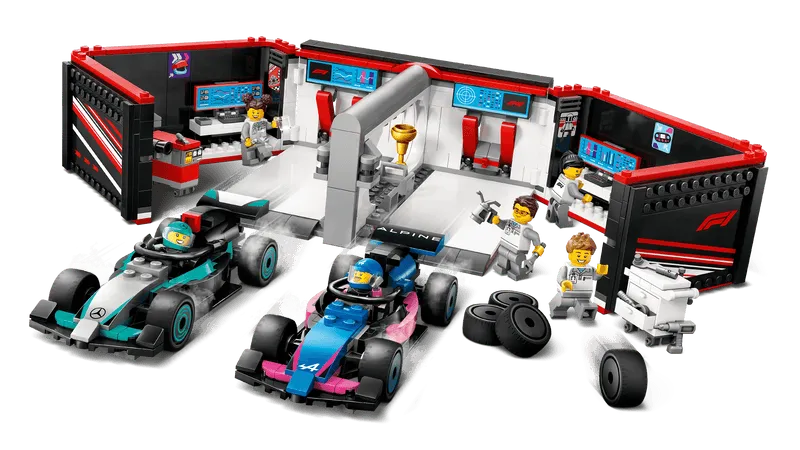 التقت LEGO Pitbox مع سيارة Mercedes AMG en Alpine F1 60444 City