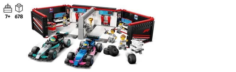 التقت LEGO Pitbox مع سيارة Mercedes AMG en Alpine F1 60444 City