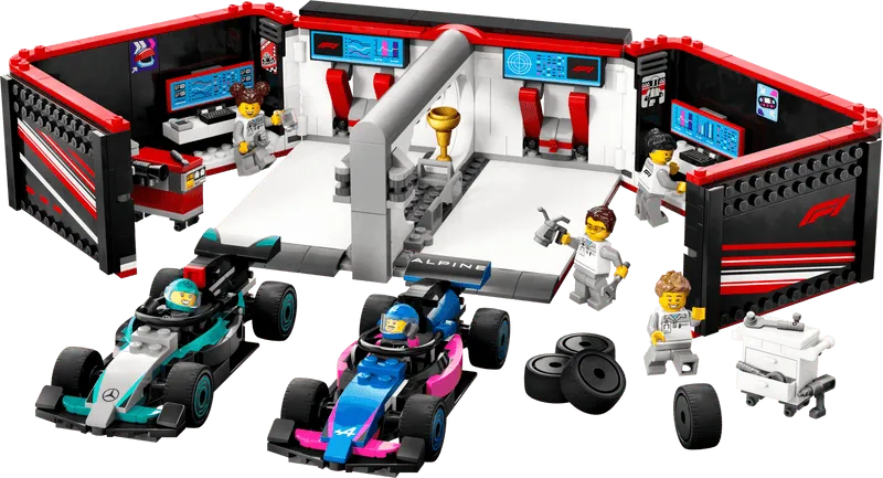 التقت LEGO Pitbox مع سيارة Mercedes AMG en Alpine F1 60444 City