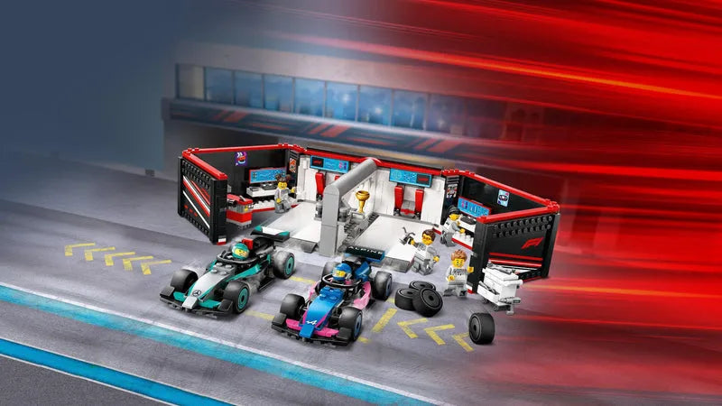 التقت LEGO Pitbox مع سيارة Mercedes AMG en Alpine F1 60444 City
