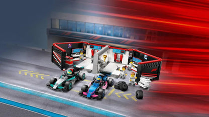 التقت LEGO Pitbox مع سيارة Mercedes AMG en Alpine F1 60444 City
