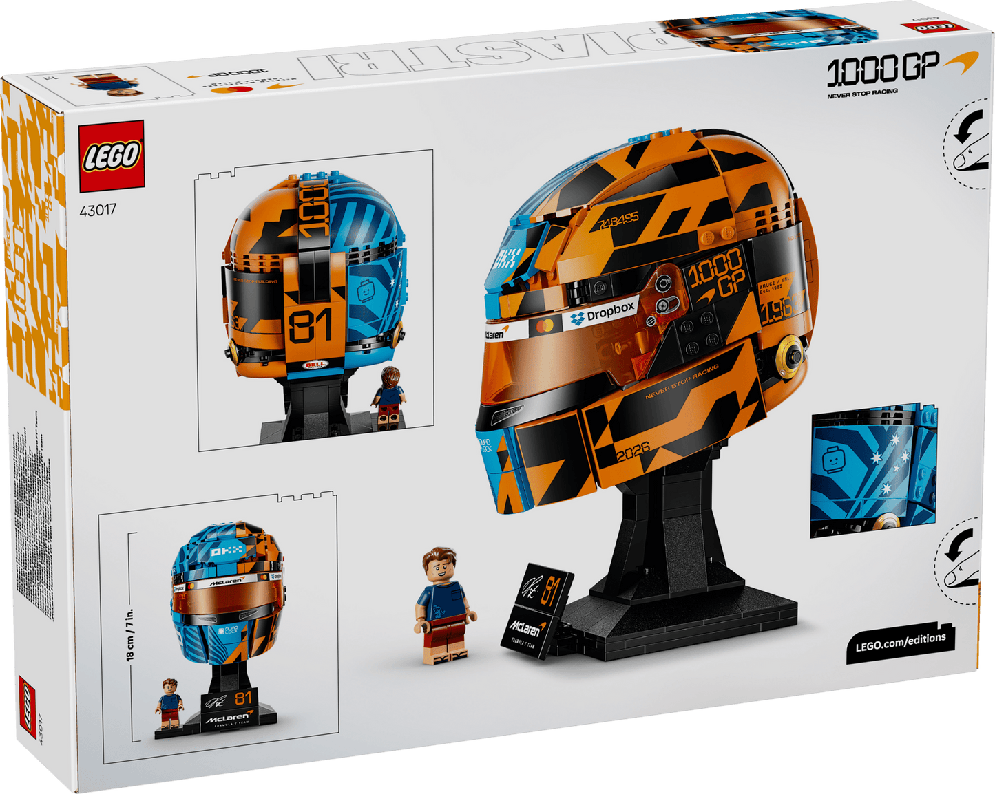 LEGO McLaren Mastercard F1 Team Oscar Piastri Helmet 43017 Edition Vehicles
