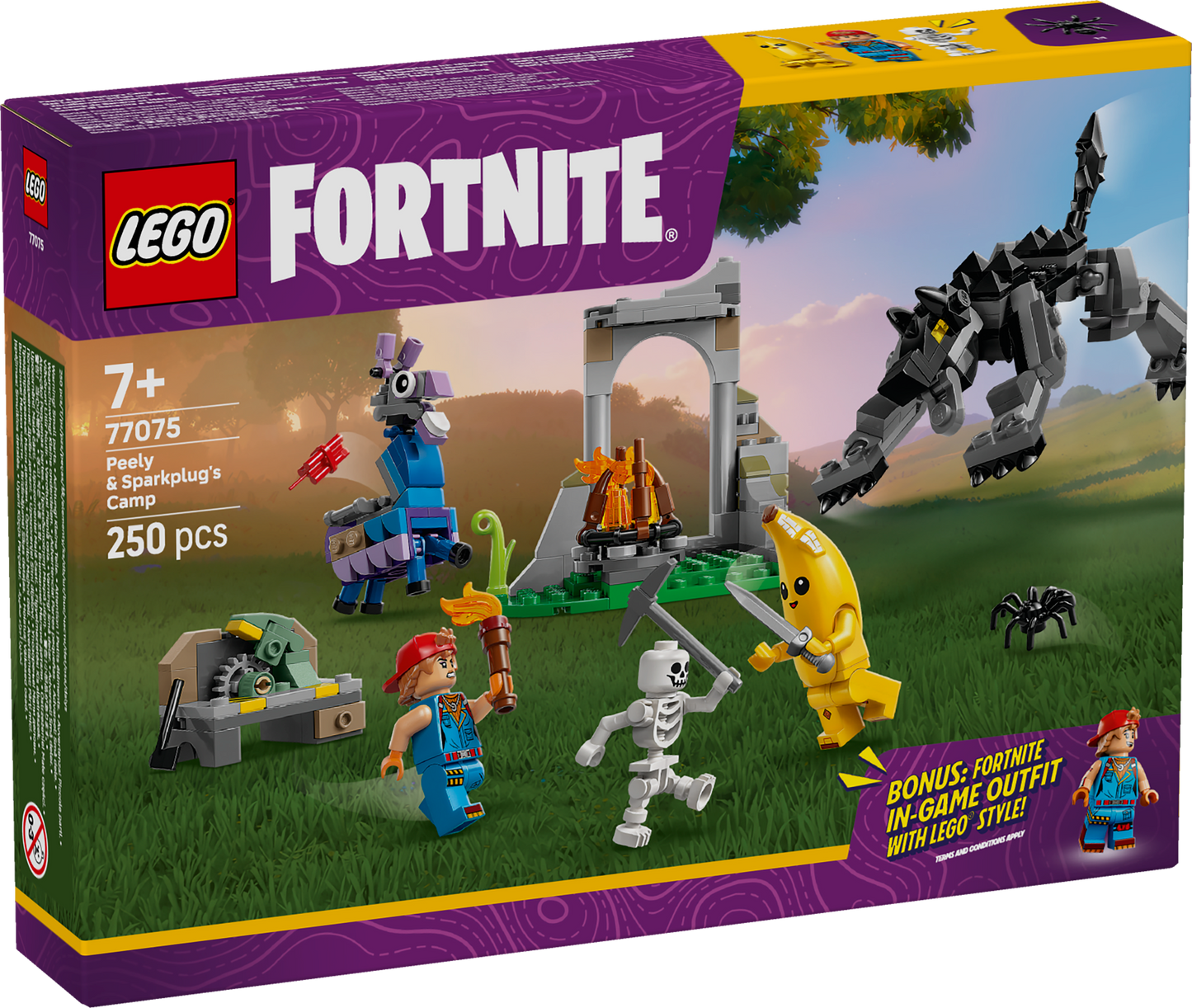 LEGO Peely and Sparkplugs kamp 77075 Fortnite