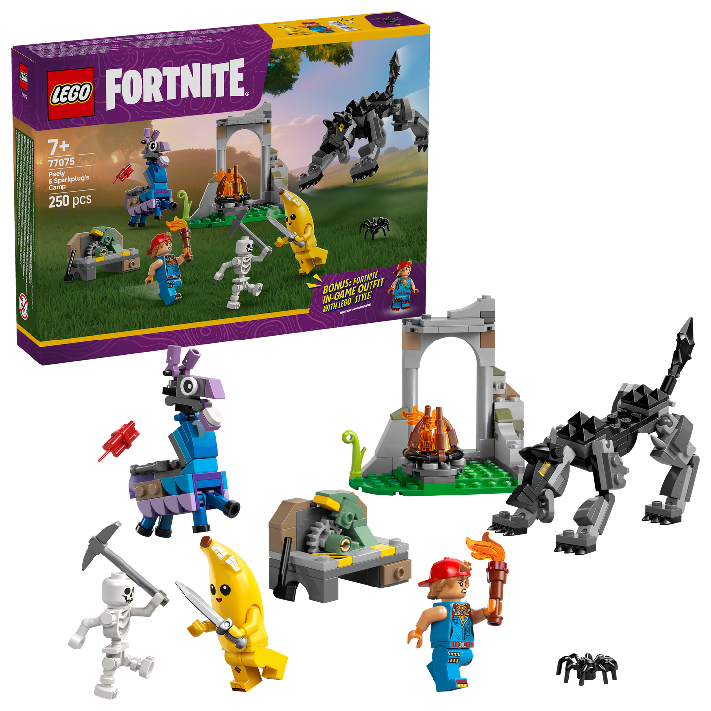 LEGO Peely and Sparkplugs kamp 77075 Fortnite