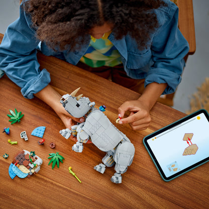 ليغو حيوانات برية: وحيد القرن القوي مع الطيور 31171 كريتور