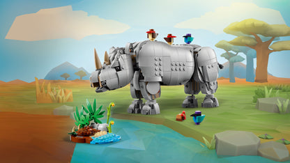 ليغو حيوانات برية: وحيد القرن القوي مع الطيور 31171 كريتور