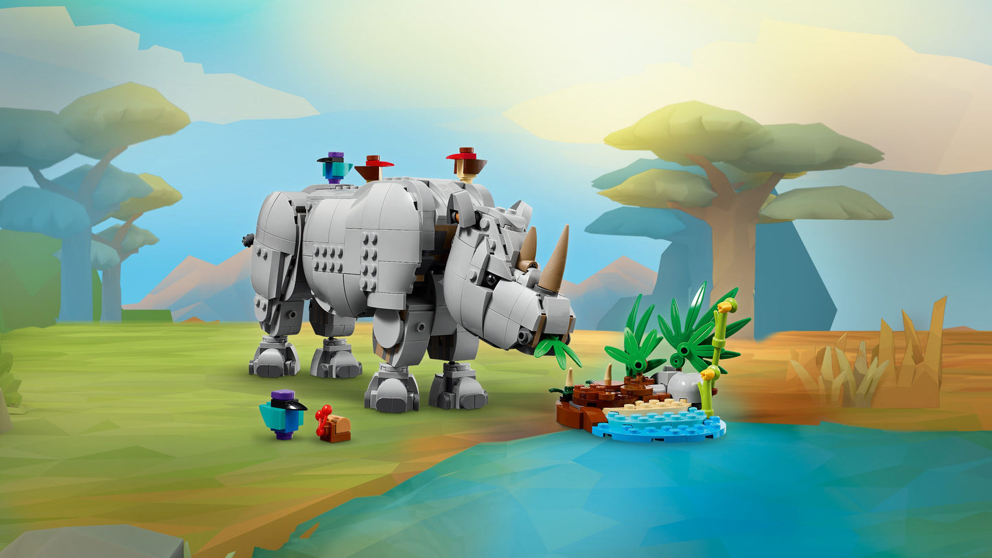 ليغو حيوانات برية: وحيد القرن القوي مع الطيور 31171 كريتور