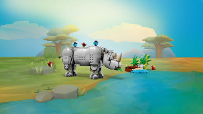 ليغو حيوانات برية: وحيد القرن القوي مع الطيور 31171 كريتور