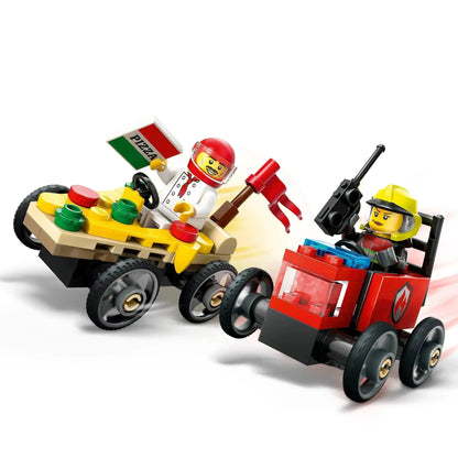 حزمة LEGO Raceauto: Pizzabestelwagen vs Brandweerwagen 60458 City