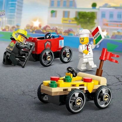 حزمة LEGO Raceauto: Pizzabestelwagen vs Brandweerwagen 60458 City