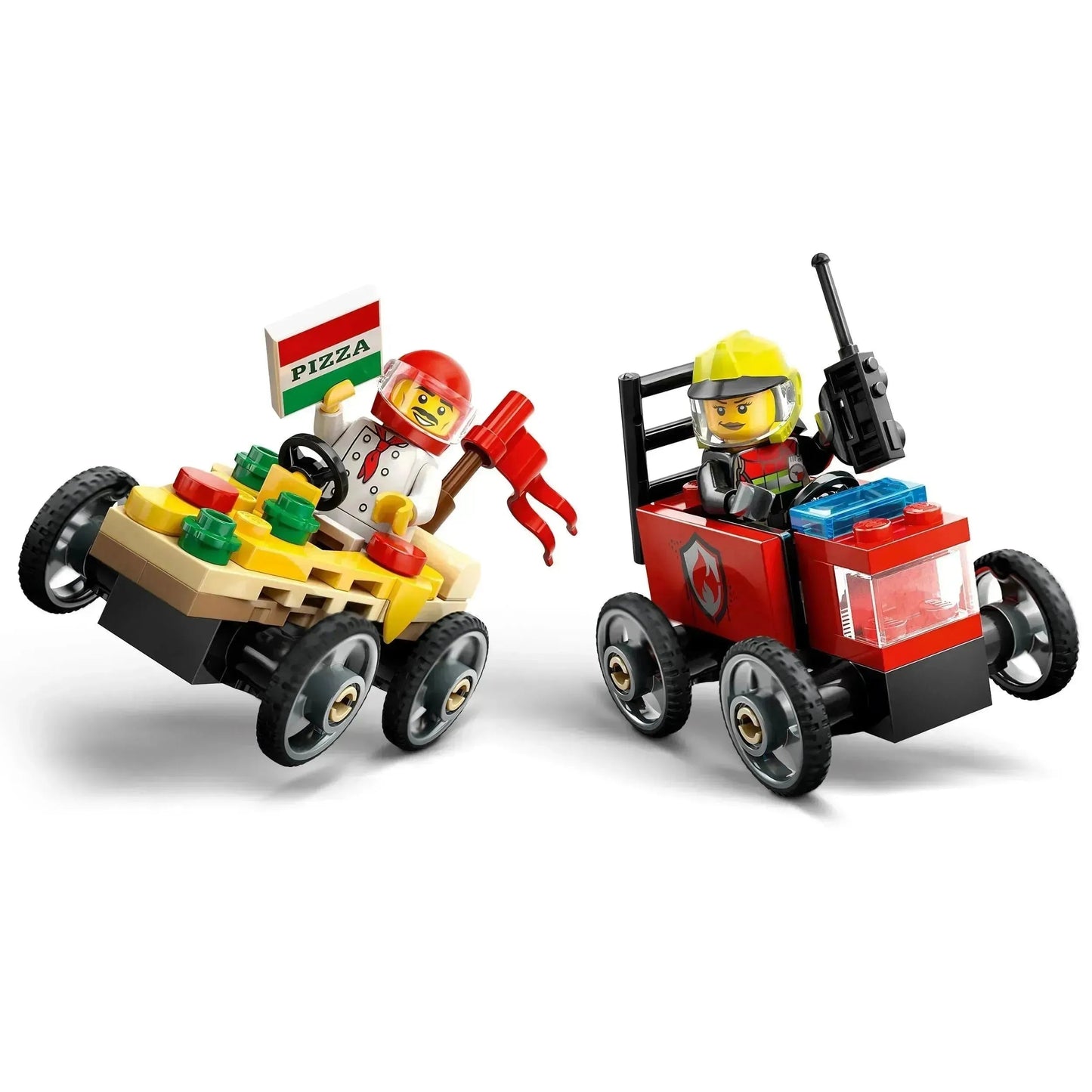 حزمة LEGO Raceauto: Pizzabestelwagen vs Brandweerwagen 60458 City