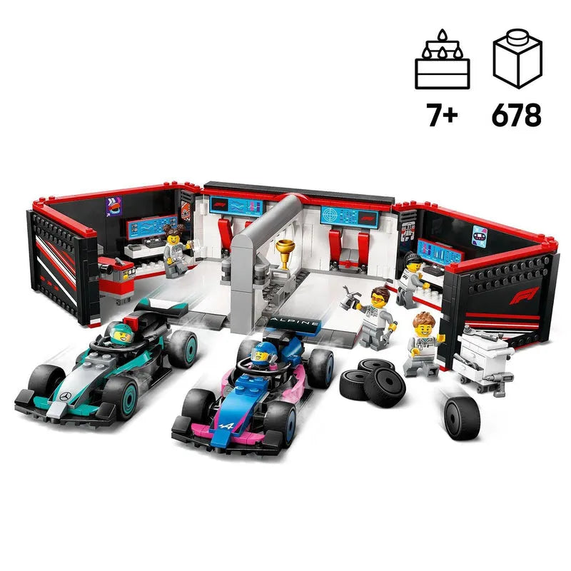 التقت LEGO Pitbox مع سيارة Mercedes AMG en Alpine F1 60444 City