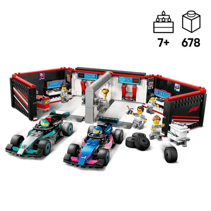 التقت LEGO Pitbox مع سيارة Mercedes AMG en Alpine F1 60444 City