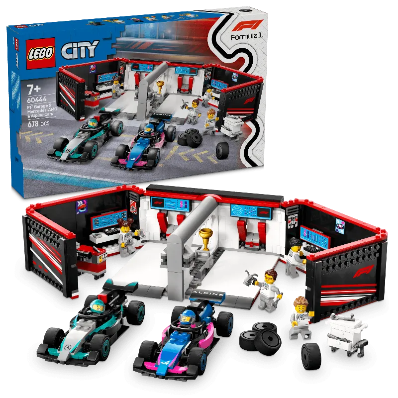 التقت LEGO Pitbox مع سيارة Mercedes AMG en Alpine F1 60444 City