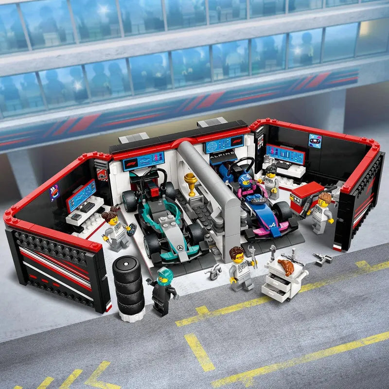 التقت LEGO Pitbox مع سيارة Mercedes AMG en Alpine F1 60444 City