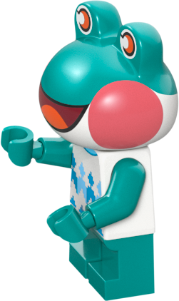 LEGO frog character in vibrant teal with a cute design and a friendly expression