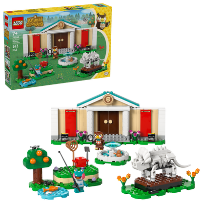 LEGO Animal Crossing Building Set with 543 pieces featuring characters, trees, and a lion statue