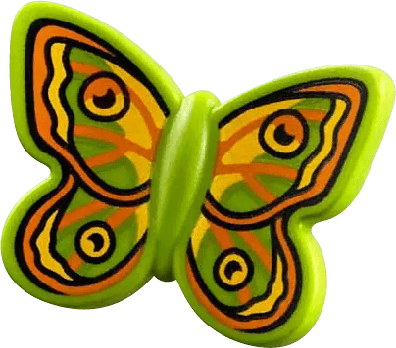 Colorful LEGO Botanical Garden Butterfly Piece with Vibrant Green and Orange Design