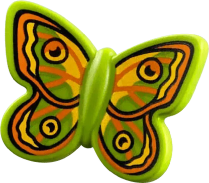 Colorful LEGO Botanical Garden Butterfly Piece with Vibrant Green and Orange Design