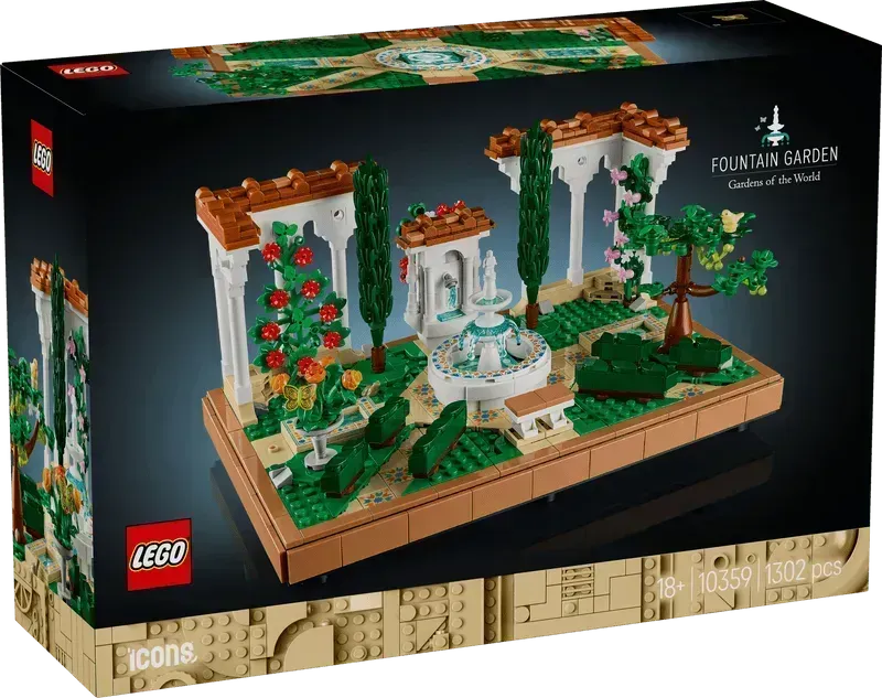 LEGO Botanical Garden Fountain Garden set with 1302 pieces for creative building and decoration
