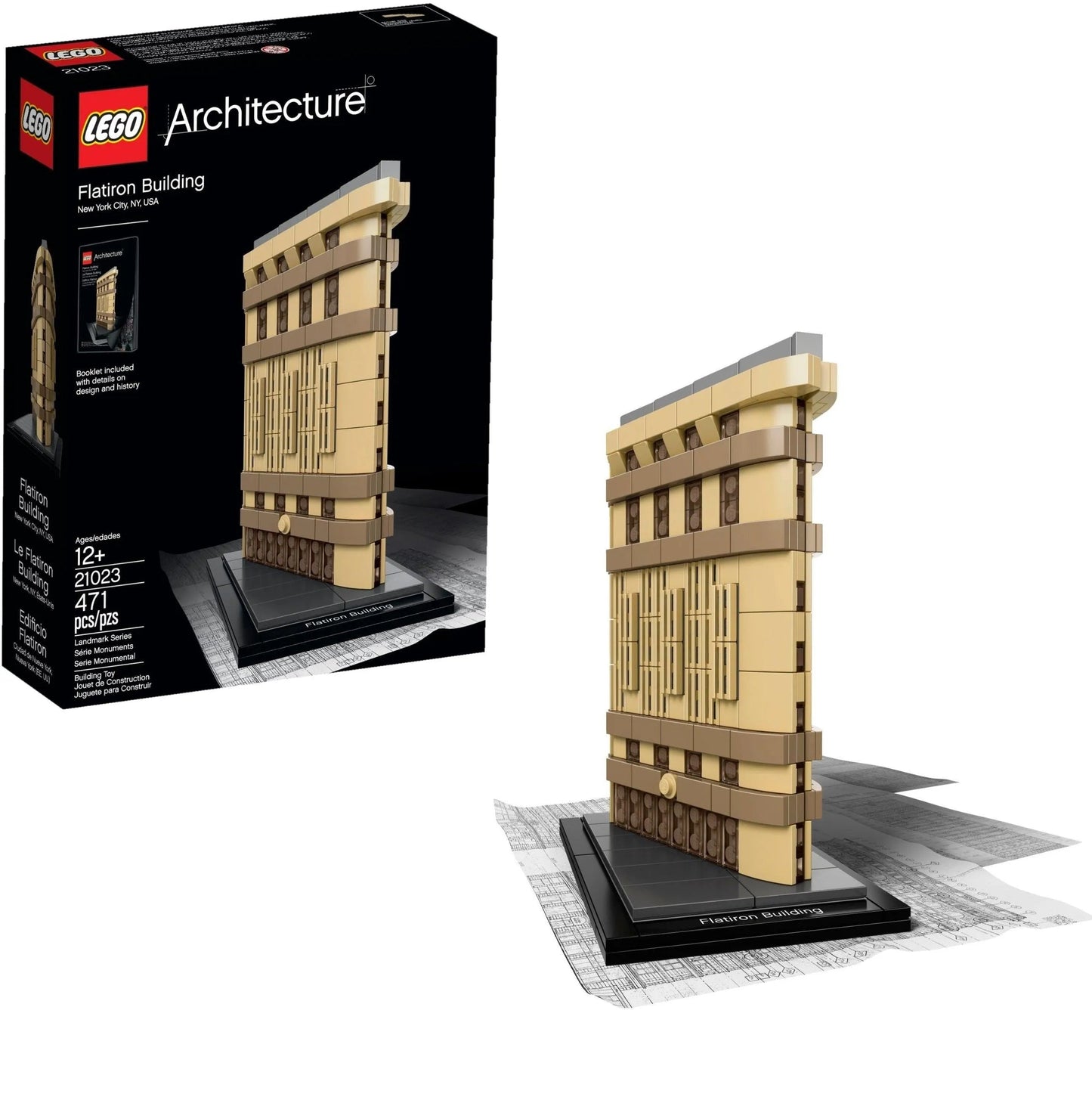 LEGO Architecture Flatiron Building in Manhattan model with detailed design and packaging