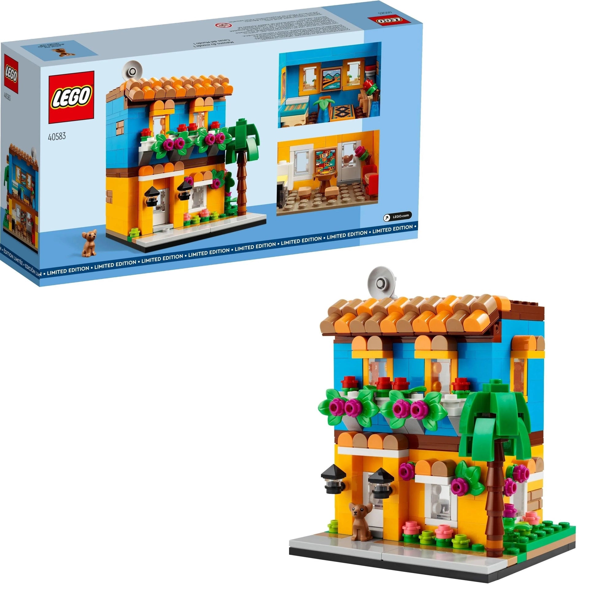 LEGO set 40563 featuring a colorful waffle house model with flowers and palm trees, ideal for fun builds near waffle houses close to me.